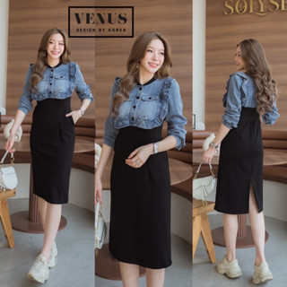 🌈🌿🌸🌺🌼💙🤎🇰🇷Jeans Patch Cotton Maxi Dress