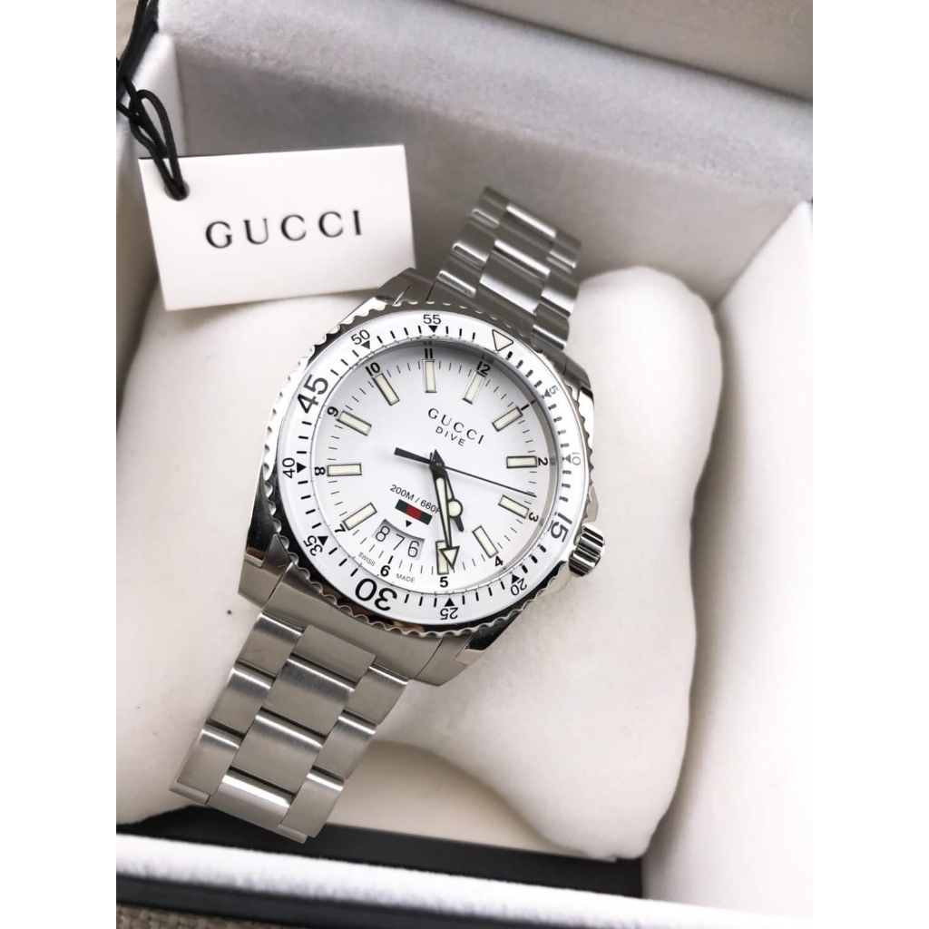 YA136302_Gucci Dive White Dial Stainless Steel Men's Watch