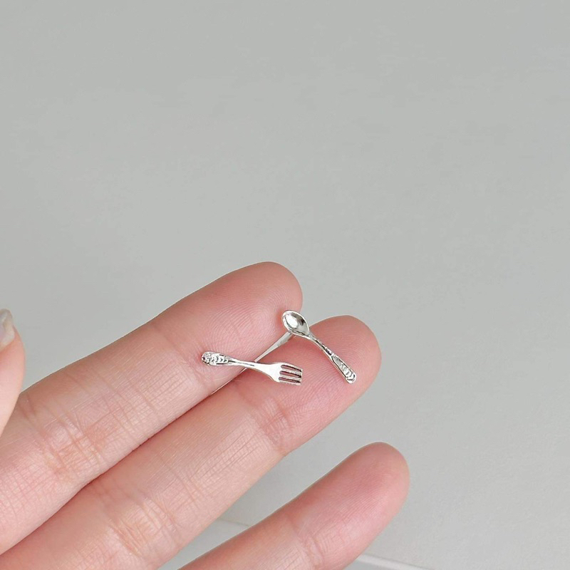 Winterwinter Jewelry Silver925 : เครื่องประดับเงินแท้ เงินแท้925 ต่างหูรูปช้อนส้อม