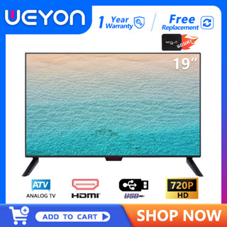 WEYON ทีวี 19 นิ้ว smart tv  โทรทัศน์จอแบน LED TV HD พร้อมกล่องทีวี หลายพอร์ต HDMI AV VGA USB Headphone