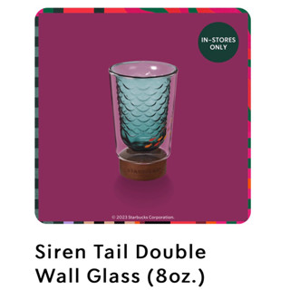 Starbucks Siren Tail Double Wall Glass (8oz.) แก้วใส 2 ชั้นฐานไม้สตาร์บัคส์ ขนาด 8 ออนซ์