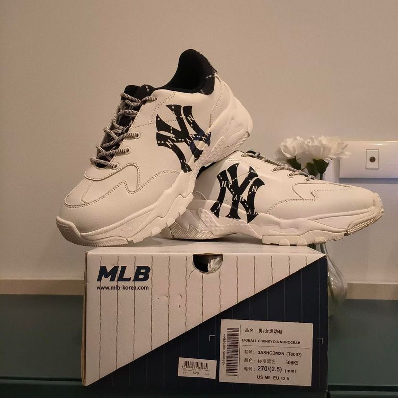 MLB KOREA Bigball Chunky DIA Monogram NY Sneakers Shoes 3ASHCDM2N-50BKS