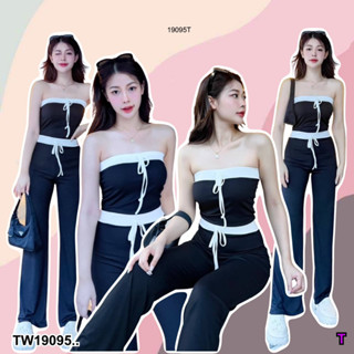 TwinsShopVip💗พร้อมส่ง TW19095 Set 2 ชิ้น เกาะอก + กางเกงขาม้า ..