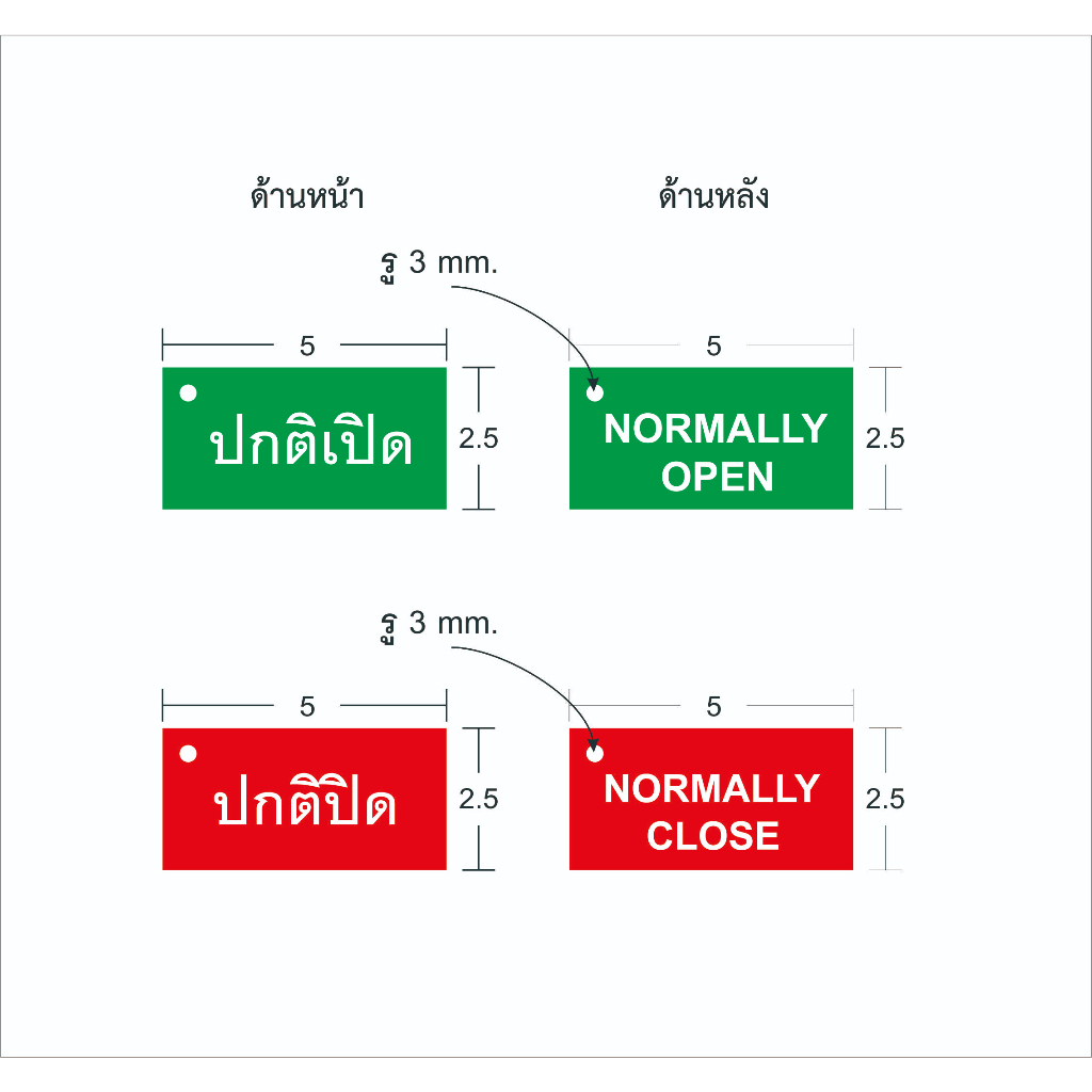 (แพ็ค 20 ชิ้น) ป้ายแขวนวาล์ว  ป้ายบอกสถานะวาล์ว ปกติปิด-ปกติเปิด  Normally Close  Normally Open