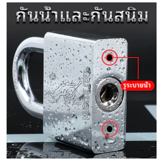 MUSCLE COW แม่กุญแจล็อค กุญแจ พร้อมลูกกุญแจ 3 ดอก สีเงิน 30mm 40mm 50mm ยาวและสั้น