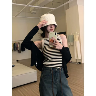 [ส่งจากไทย] 𝑩𝒓𝒂𝑩𝒓𝒂𝑩𝒓𝒂 #f-150 เสื้อกล้า ไหมพรม ลายทาง สีพื้น คอกลม
