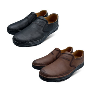 FREEWOOD CASUAL SHOES รองเท้าหนัง รุ่น 84-957 สีดำ / สีน้ำตาลเข้ม ( BLACK / DARK BROWN )