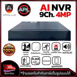 Apollo เครื่องบันทึกกล้องวงจรปิด CCTV NVR 9Ch. มี AI ตรวจจับคน-รถได้ รุ่น TAN-P6NVR5009