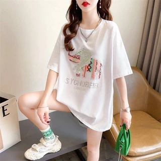 ใหม่ ES.SHOP28 เสื้อยืด แขนสั้น ลายช้าง ฮอตฮิต เสื้อยืดชายหญิง ES44