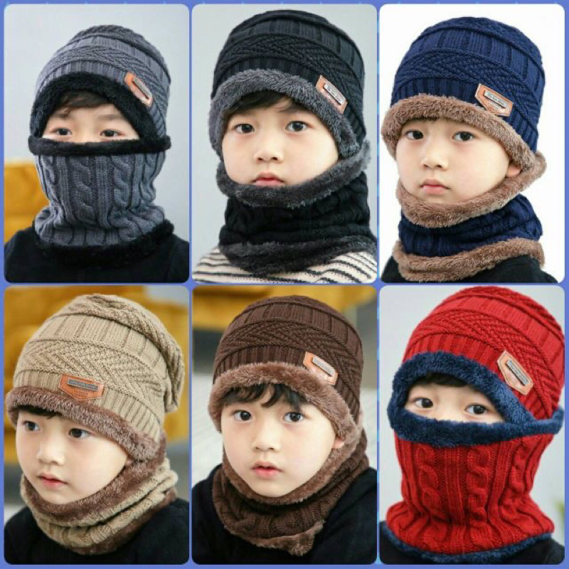 เซตหมวกไหมพรมเด็ก 3 ชิ้น (หมวก+ผ้าพันคอ+ถุงมือ) ให้ความอบอุ่น กันหนาว สําหรับเด็ก อายุ 1-5 ปี