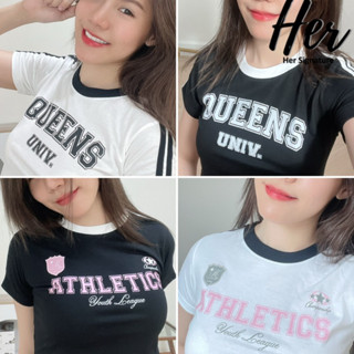 🖤พร้อมส่ง/6แบบ🖤 Baby tee เบบี้ที ครอปแขนสั้น ครอปไหมพรม เสื้อยืดผู้หญิงผ้าคอตตอน ชุดไปทะเล ชุดไปคาเฟ่ y2k Crop top 6016