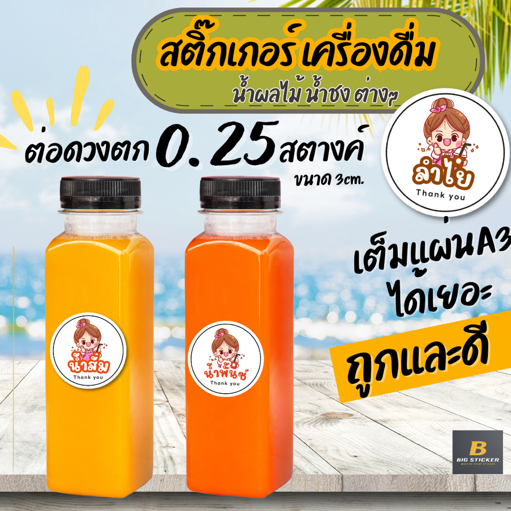 สติกเกอร์ติดขวด สติ๊กเกอร์น้ำสมุนไพร เครื่องดื่ม นำ้หวาน น้ำชงต่างๆ ชุดโลโก้เด็กผู้หญิง น่ารักๆ ไดคัทพร้อมใช้ เต็มแผ่นA3