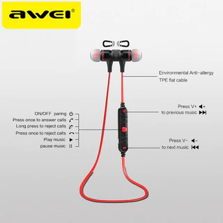 [แพ็คใน 30 นาที] AWEI A920BL ไร้สายสมาร์ทกีฬาสเตอริโอบลูทูธหูฟังหูฟังแม่เหล็ก