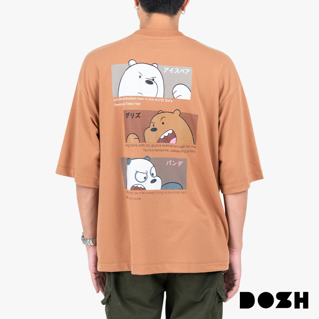 DOSH EXTRASIZED T-SHIRTS WE BARE BEARS เสื้อยืดใหญ่พิเศษ FBBMT5049-BR (48-50นิ้ว)