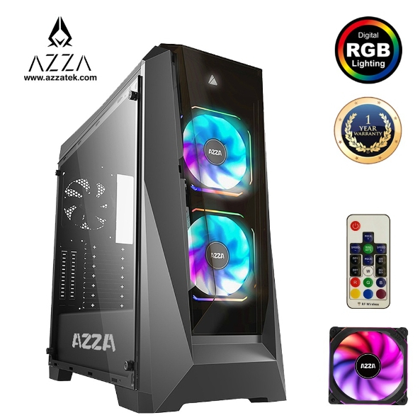 AZZA Mid Tower Tempered Glass RGB Gaming Case Chroma 410 A / 410 B- Black สินค้ารับปะกัน 1 ปี
