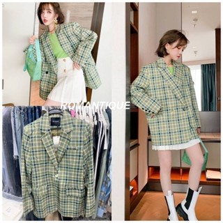 📌ทักก่อนสั่ง📌 เสื้อเบลเซอร์  Blazer อก40” ลายสก็อต สีเขียว lolita