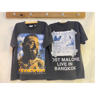 🔥post malone live in Bangkok ผ้าฟอกเฟดตะเข็บเดี่ยวป้ายนอก