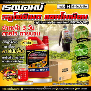 (ยกลัง6แกลลอน) เรดบอมบ์ น้ำแดง กลูโฟซิเนต-แอมโมเนียม15% สูตรทนฝน ขนาด4ลิตร  ยากำจัดวัชพืชประเภทใบกว้าง ใบแคบ หญ้าปากควาย