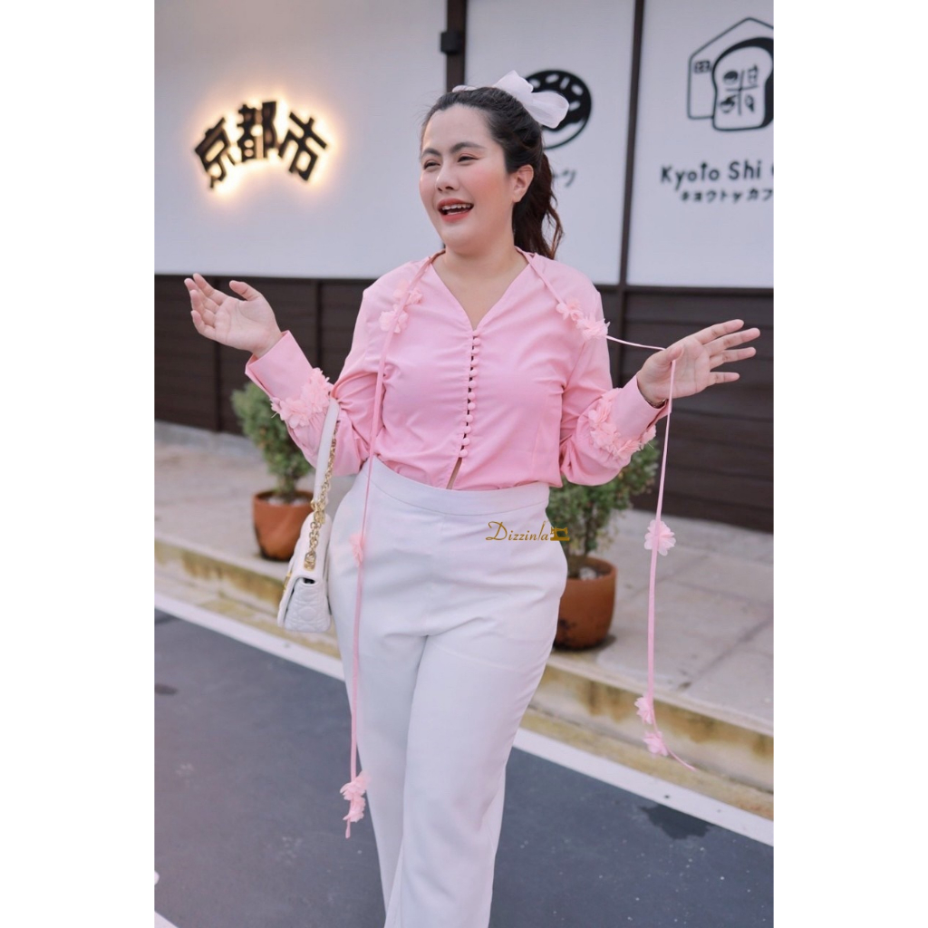 Dz194-𝐉𝐞𝐞𝐳𝐮 𝐬𝐡𝐢𝐫𝐭’เสื้อคอวีสีชมพู