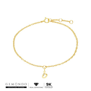 Gemondo  สร้อยข้อมือทองคำ 9K ตัวอักษร B ประดับเพชร (Diamond) : จี้ืทอง กำไลข้อมือตัวอักษร Initial letter