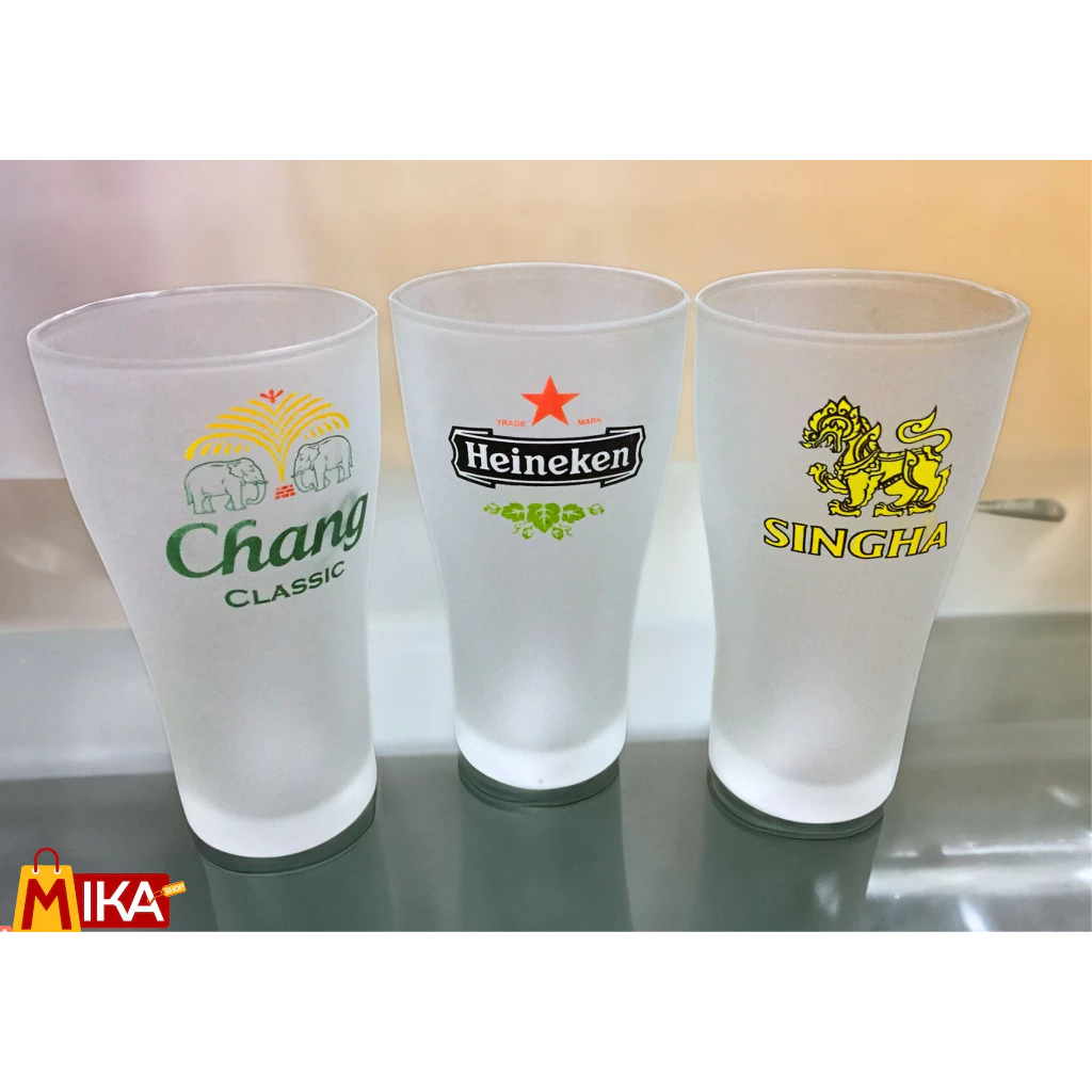แก้วเบียร์ พิมพ์ลาย แก้วสิงห์ แก้วช้าง แก้วไฮเนเก้น แก้วลีโอ แก้วเบียร์มีหู Beer glass
