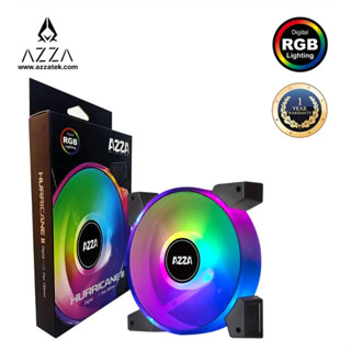 AZZA PWM Fan Case 120mm. HURRICANE II Dual Ring Digital RGB with RF Remote สินค้ารับประกัน 1 ปี