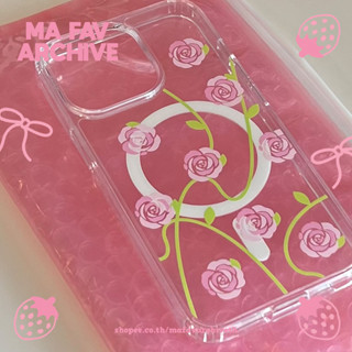 (pre-order จากเกาหลี) mafavarchive - rose garden jelly case wireless-chargeable เคสมือถือคลุมรอบเครื่อง ชาจไร้สายได้