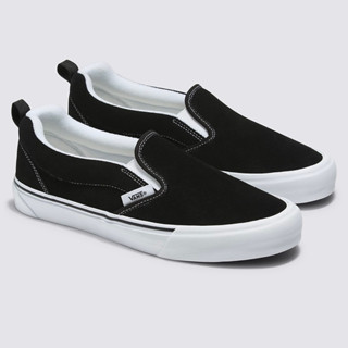 VANS KNU SLIP ON BLACK TRUE WHITE SNEAKERS สินค้ามีประกันแท้