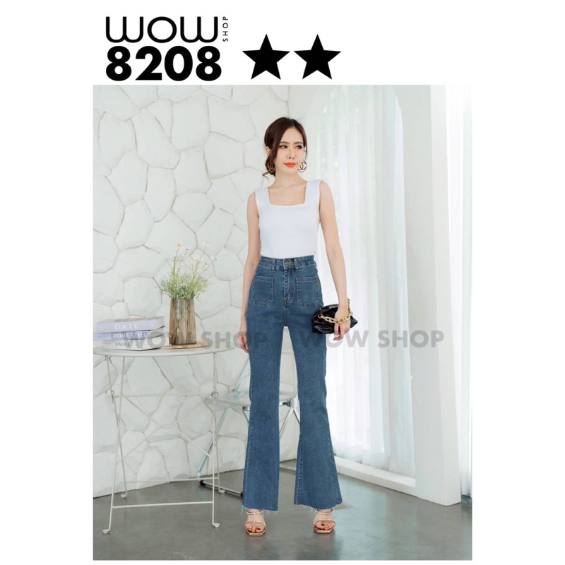 WOW8208 กางเกงยีนส์ขาม้า ขาม้าสวยสะพรึง ยีนส์ยืด กระเป๋าด้านหน้า - รูปที่ 2