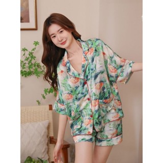 ชุดนอน Orange rose pajamas (premium silk satin)