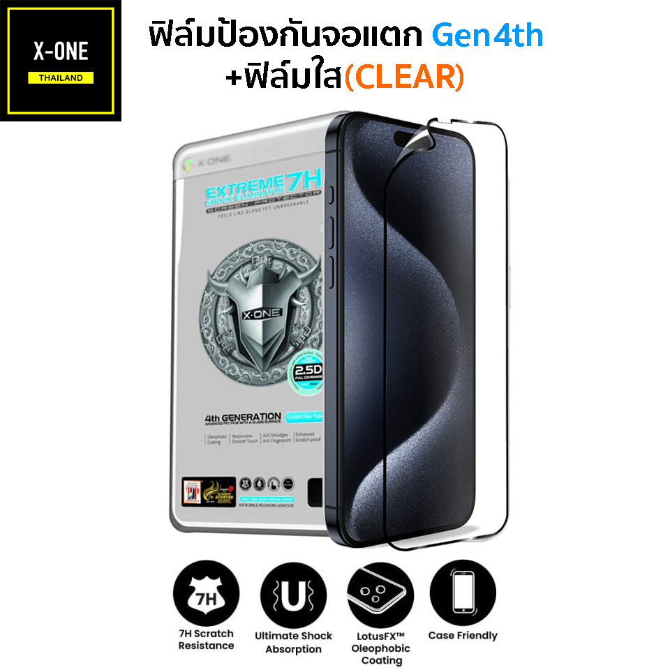 XONE Gen4 ฟิล์มใส แบบเต็มจอ iPhone ทุกรุ่น ฟิล์มป้องกันจอแตก Extreme Full