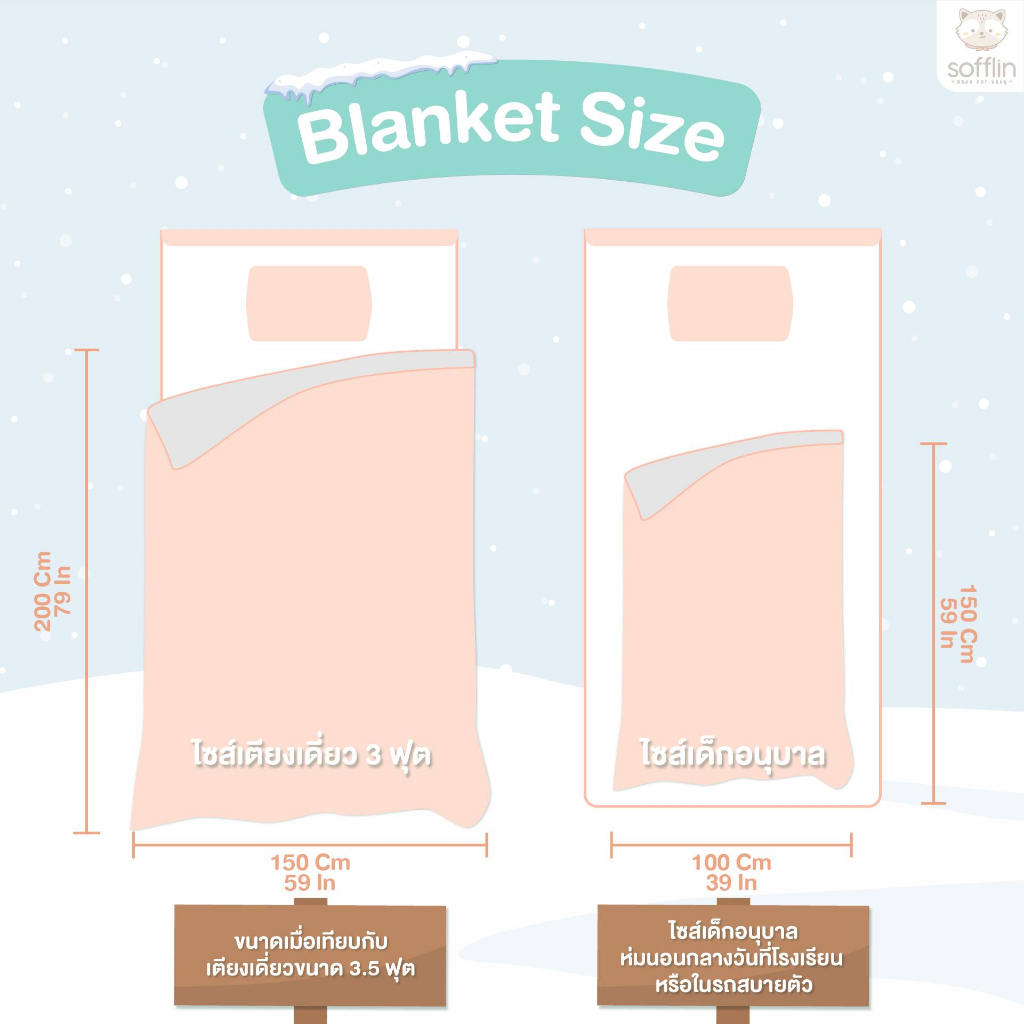 Sofflin ผ้าห่มเย็น คูลลิ่ง 100x150cm ผ้าห่มเด็กอนุบาล เทคโนโลยีจาก ญี่ปุ่น Cooling Blanket (1ผืน) - รูปที่ 5