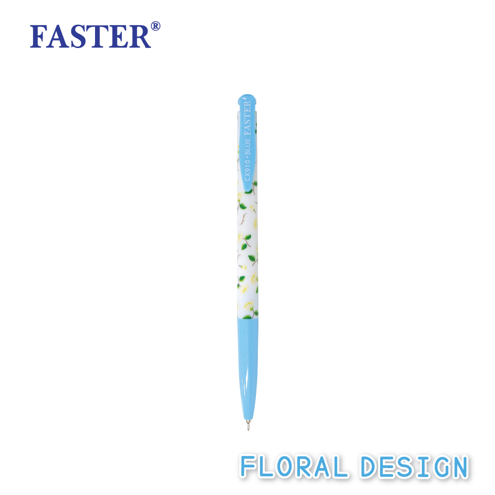 (4ด้าม) ปากกาลูกลื่น Faster CX914 0.38มม. Blossom Design หมึกน้ำเงิน