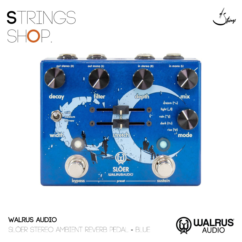 เอฟเฟคกีตาร์ Walrus Audio Slöer Stereo Ambient Reverb Pedal - Blue (900-1082BE)