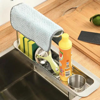 ตะกร้าอ่างล้างจานแบบยาว จัดระเบียบอ่างล้างจานแบบปรับขนาดได้ Long sink pull basket