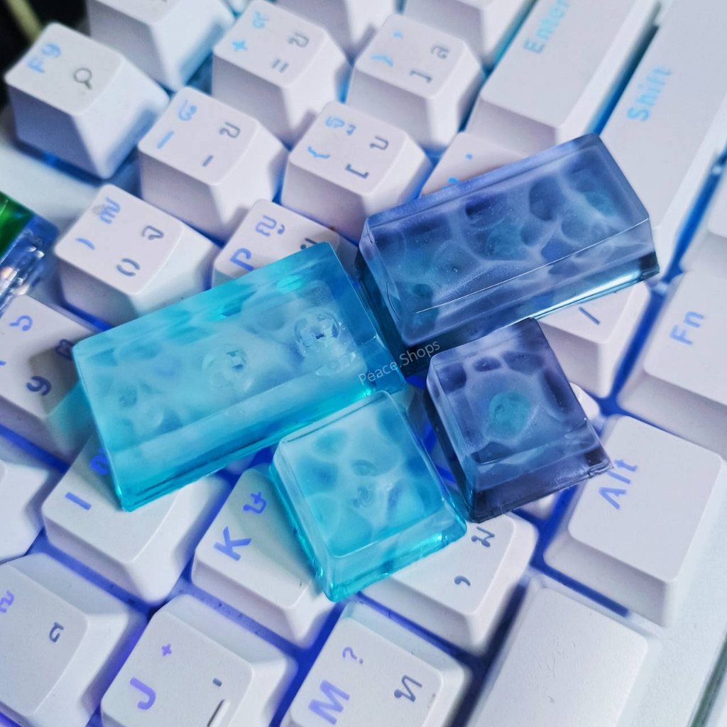 ปุ่มคีย์บอร์ดเรซิ่น (ลายน้ำทะเล) Keycap Mx Switch(สวิทช์ เชอรี่)ปุ่มคีย์แคป Mechanical keyboard