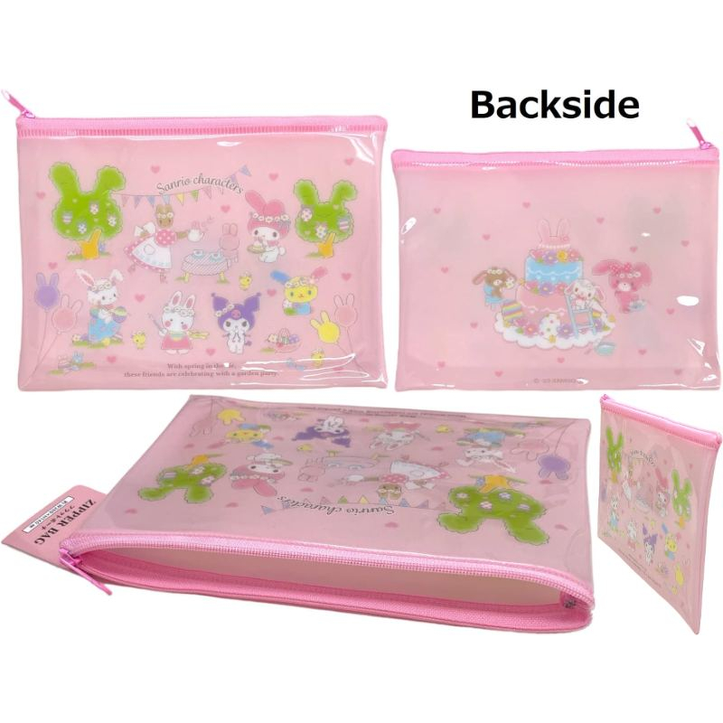 【Direct from Japan】Sanrio Accessories Cosmetic Multipurpose Flat Vinyl Pouch Zipper Case Bag 18.5-20cm × 13.5-15cm (Kuromi, My Melody & Kuromi, Hangyodon, Hapidanbui, Sanrio Characters)