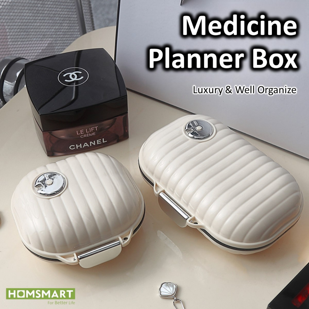 กล่องยาแบบพกพา ซิลิโคนSealed กันน้ำ กันความชื้น ช่องเก็บภายใน7ช่อง หน้าปัดบันทึกช่วยจำ HOMSMART พร้อมส่งจากไทย