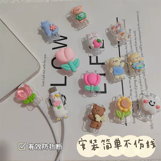 【ส่งจากไทย】Cable Bite ที่กันสายหัก ลายการ์ตูน สำหรับ สายชาร์จ PD/Android/USB/Type-C เคส TPU
