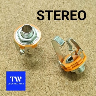 แจ็คโฟน6.35mm TRS Stereoตัวเมียติดแท่นเปลือย,แจ็คโฟนสเตอริโอติดแท่น,แจ็ค1/4"TRS Stereo,แจ็คไมค์สเตอริโอตัวเมีย