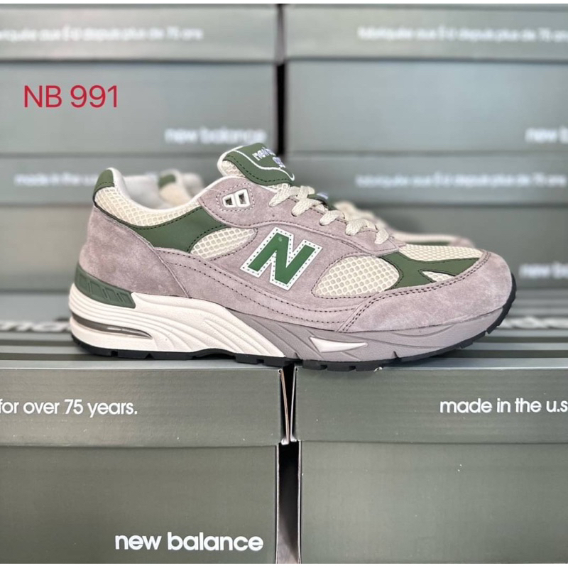 New Balance 991 Grey/Green รองเท้าผ้าใบ
