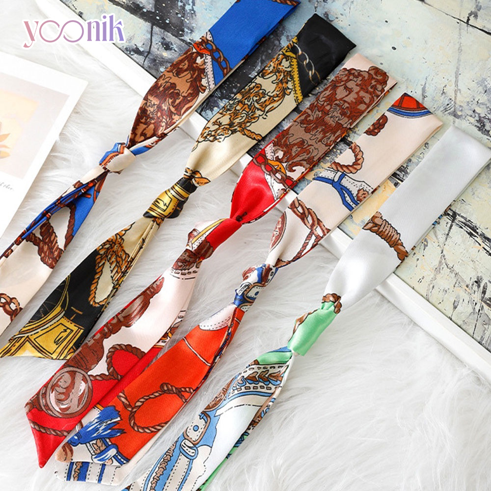 ผ้าพันหูกระเป๋าพิมพ์ลาย งานสวย ริบบิ้นผูกกระเป๋าผู้หญิง ขนาด 90x4cm.