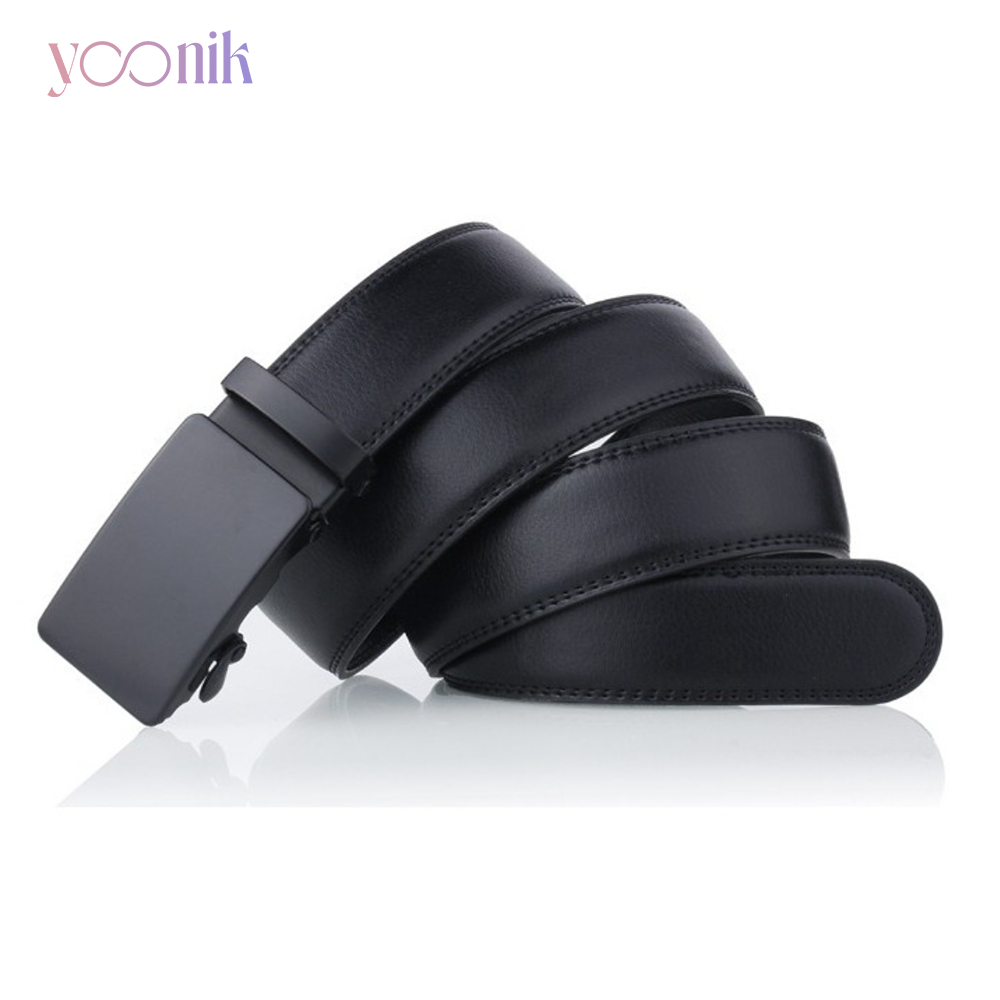 Yoonik เข็มขัด สีดำ สไตล์เรียบหรู หัวล็อคอัตโนมัติ เหมาะสำหรับผู้ชาย