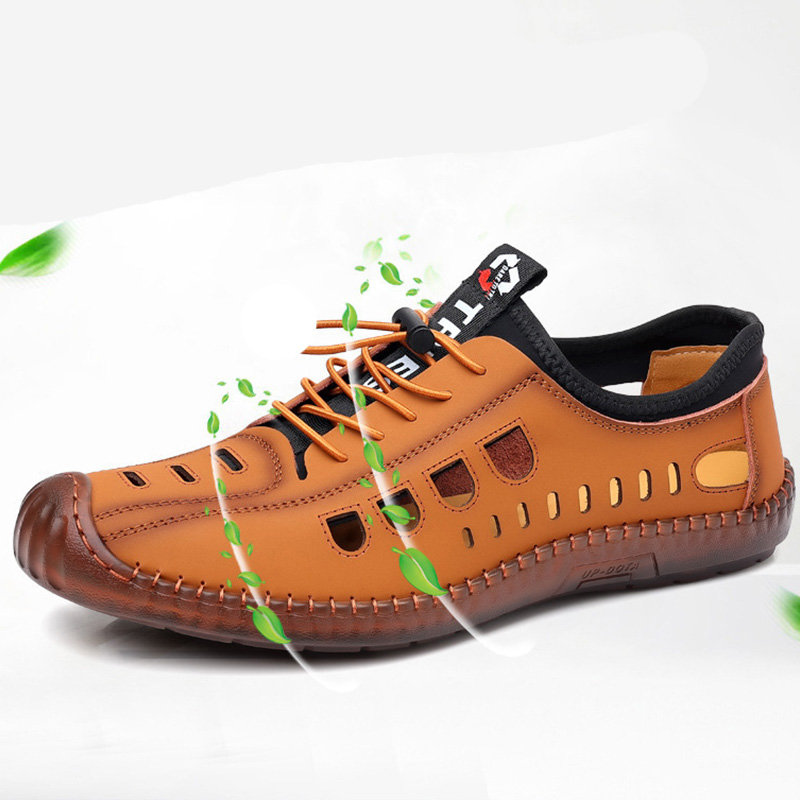 Intelscore รองเท้าแตะ หนังนิ่ม ระบายอากาศได้ดี ป้องกันการลื่น รองเท้าแตะผู้ชายกลวง Hiking Shoe🖤จัดส่งที่รวดเร็ว - รูปที่ 2