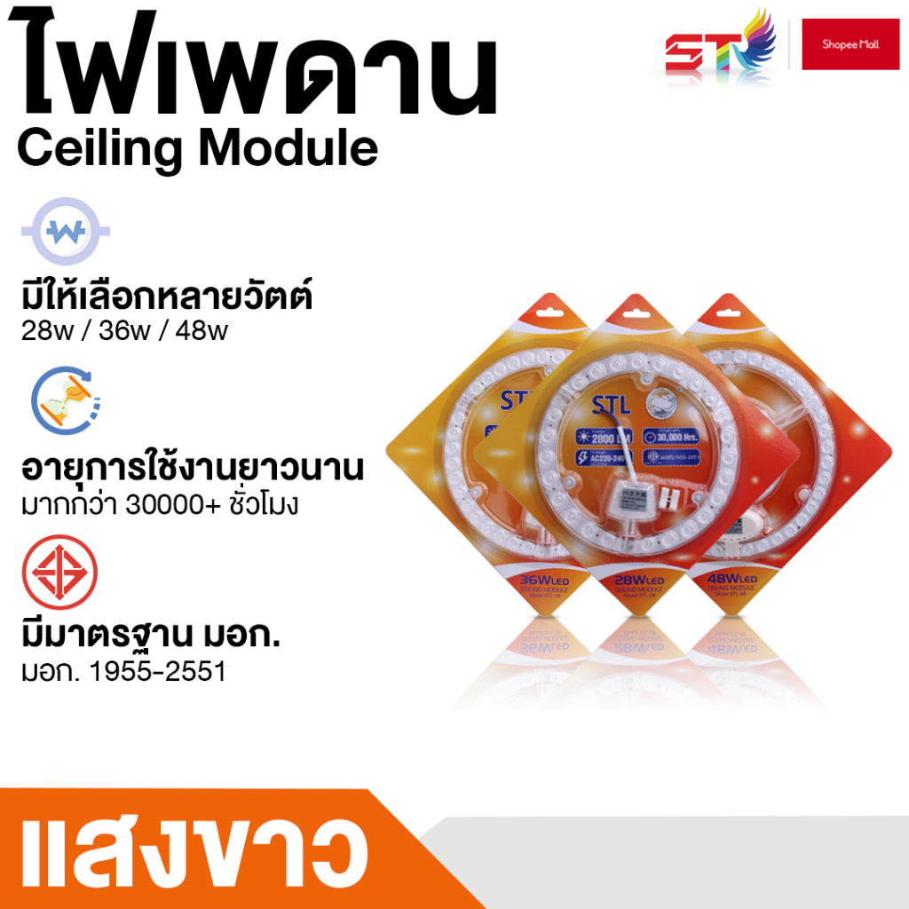 แผงไฟแม่เหล็ก ST แผงไฟชิบ แผงไฟ แอลอีดี LED โคมซาลาเปา 28w 36w 48w Ceiling Module แม่เหล็กพร้อมใช้งาน