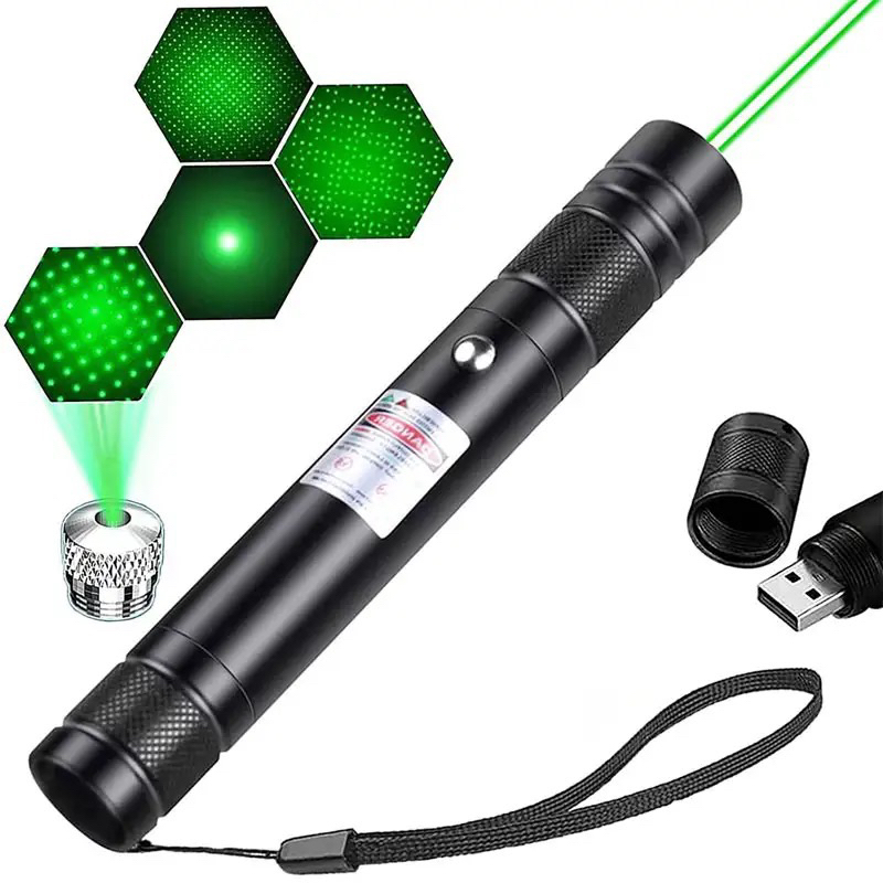 Laser pointer 5000mwเลเซอร์แสงสีเขียวUSBให้ความร้อนสูง