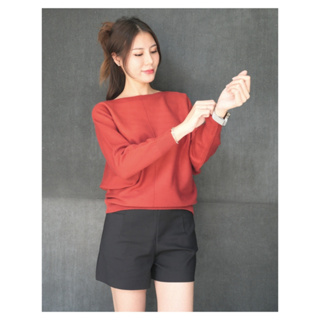 YNO Boat neck bat wing sweater เสื้อไหมพรมแขนค้างคาวคอปาด 28088