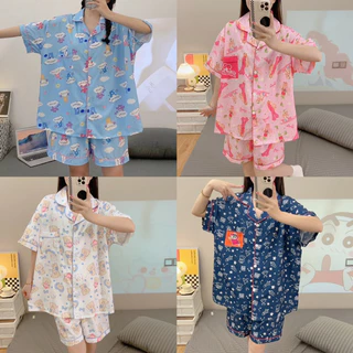 🎀ชุดนอนไหมอิตาลี บิ๊กไซส์ แขนสั้นขาสั้นลายการ์ตูน ผ้าบางเบาใส่สบาย