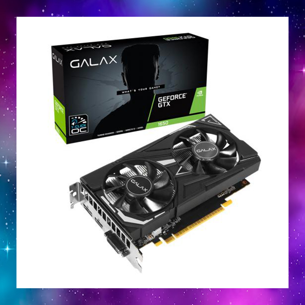 VGA (การ์ดแสดงผล) GALAX GEFORCE GTX1650 1650 EX (1-CLICK OC) GDDR6 - 4GB GDDR6 ไม่ต่อไฟ ใช้งานปกติ