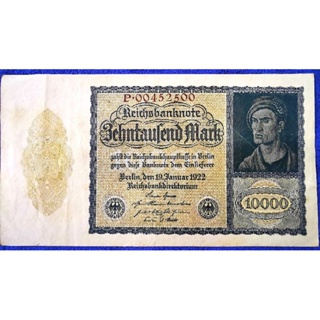 แบงก์​อายุ​100​ปี​เยอรมัน​ Germany, (ยุค​Weimar​ Republic), 10,000 Mark, B468L, ใช้แล้ว​